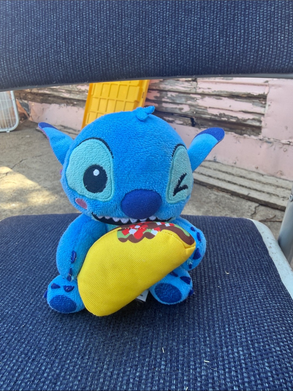 Blue Plush Alien Toy with Yellow Taco - Kids Stuffed Toy